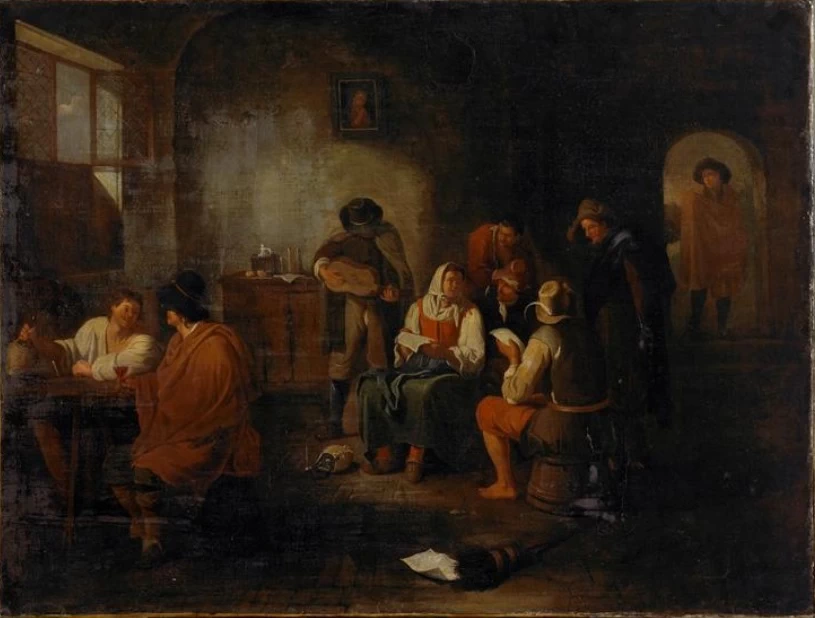 Musicista di strada in una taverna italiana